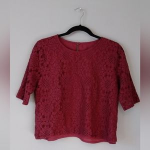 3. Abercrombie & Fitch Crop Floral Detail Overlay Top